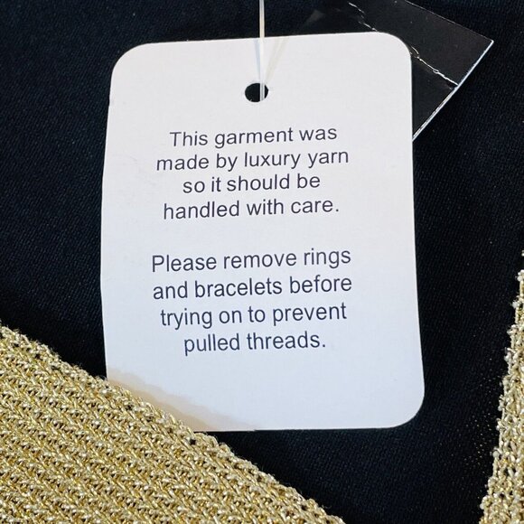 August Silk Women Size Small Black 3/4 Sleeve Gold V Neck Lightweight Stretchy - Picture 7 of 9